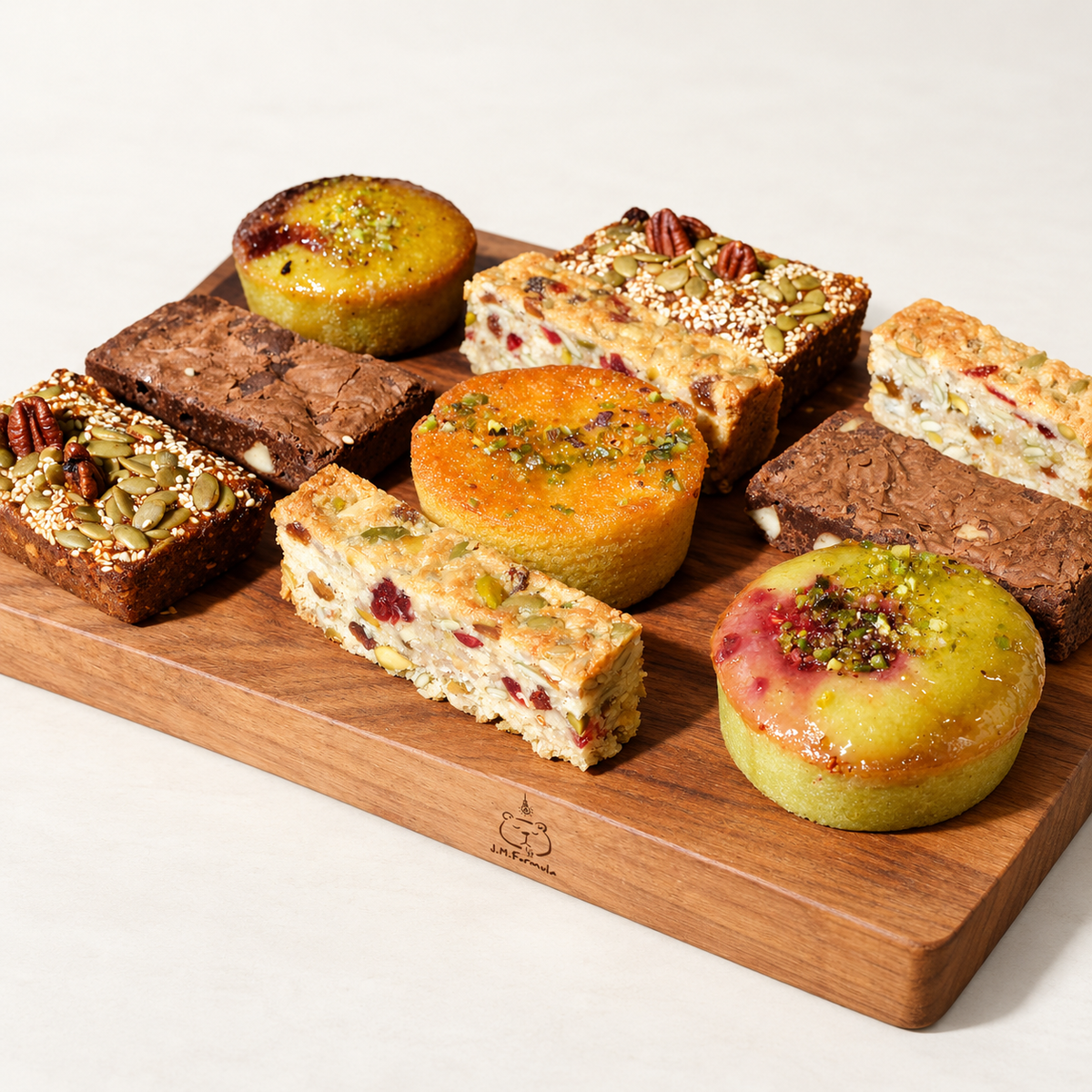 JM Formula Gluten-Free Desserts Box (10 pcs) on an off-white background