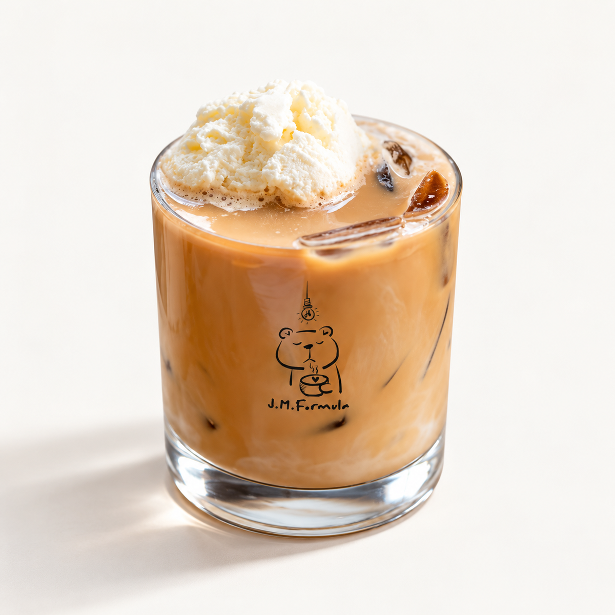 JM Formula Iced Coffee on an off-white background