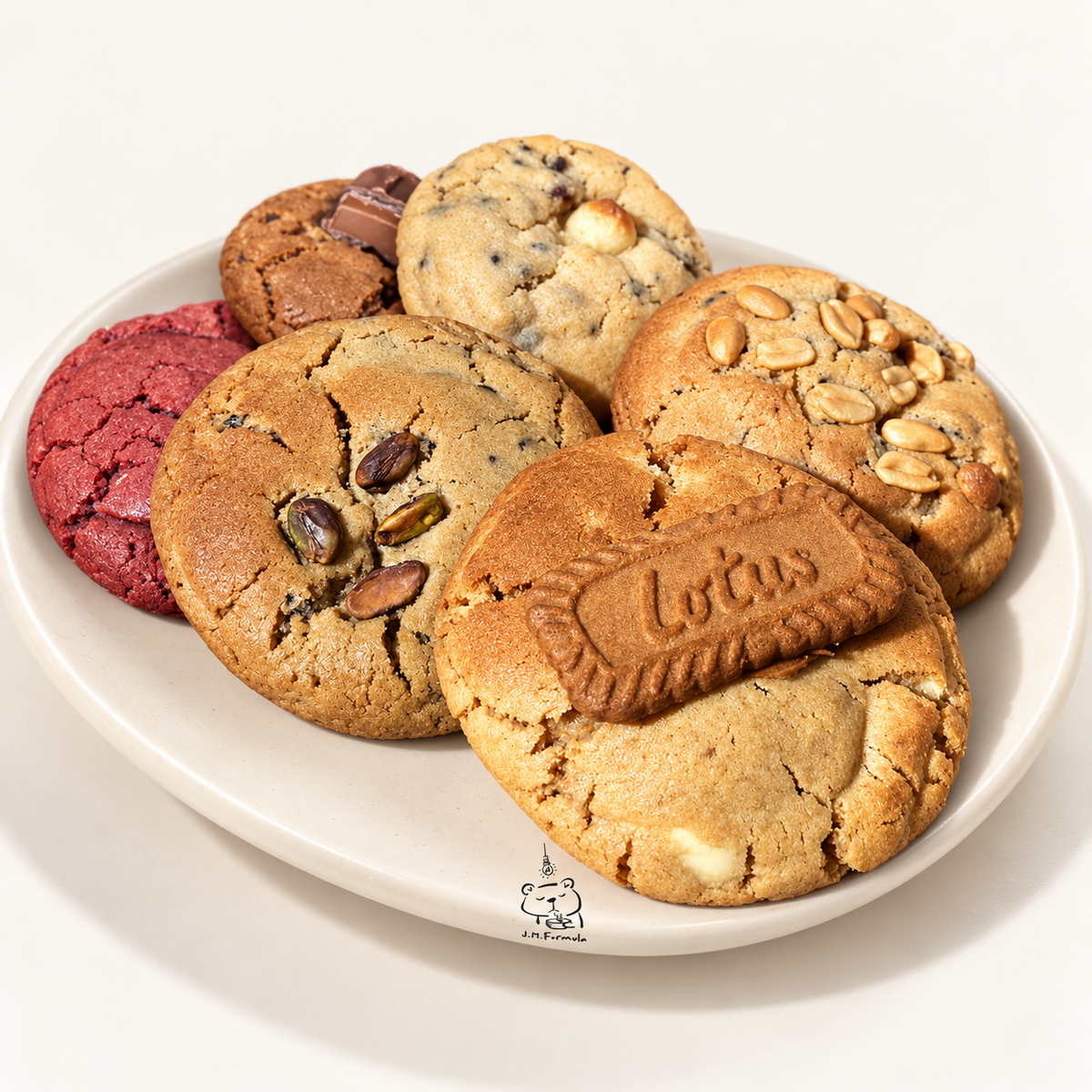 JM Formula JM Cookies on an off-white background