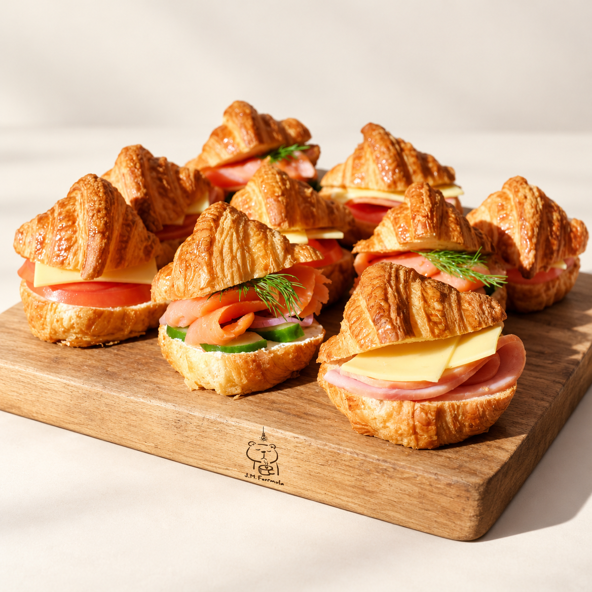 JM Formula Savoury Croissant Catering Box (9 pcs) on an off-white background